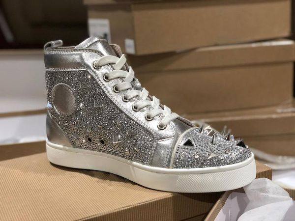 2019 designer shoes red bottom sneakers high spikes crystal mens trainers 100% genuine leather party wedding shoes big size, Black
2019 designer shoes red bottom sneakers high spikes crystal mens trainers 100% genuine leather party wedding shoes big size, Black