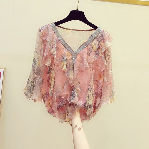 women's blouses & shirts sweet ruffles floral diamond women blouse 2021 summer design pink v-neck loose lady elegant pulls outwear top, White
women's blouses & shirts sweet ruffles floral diamond women blouse 2021 summer design pink v-neck loose lady elegant pulls outwear top, White