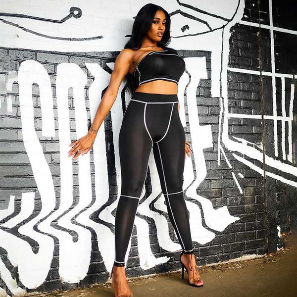 спортивный мода активный wear black фитнес костюмы одно плечо 2 piece set женщины тренировки crop top и гетры наборы, White
спортивный мода активный wear black фитнес костюмы одно плечо 2 piece set женщины тренировки crop top и гетры наборы, White