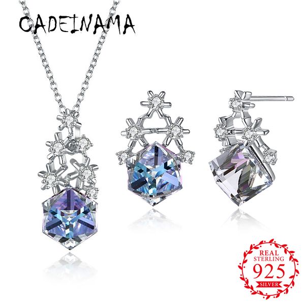 cadeinama fashion snowflake austria crystal pendant necklace stud earrings set 925 sterling silver girl women fine jewelry party, Black
cadeinama fashion snowflake austria crystal pendant necklace stud earrings set 925 sterling silver girl women fine jewelry party, Black