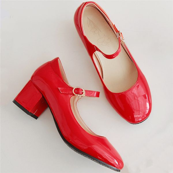 block heels women pumps round toe medium heel buckle school shoes spring patent leather mary jane shoes red big size 41 42 43, Black
block heels women pumps round toe medium heel buckle school shoes spring patent leather mary jane shoes red big size 41 42 43, Black