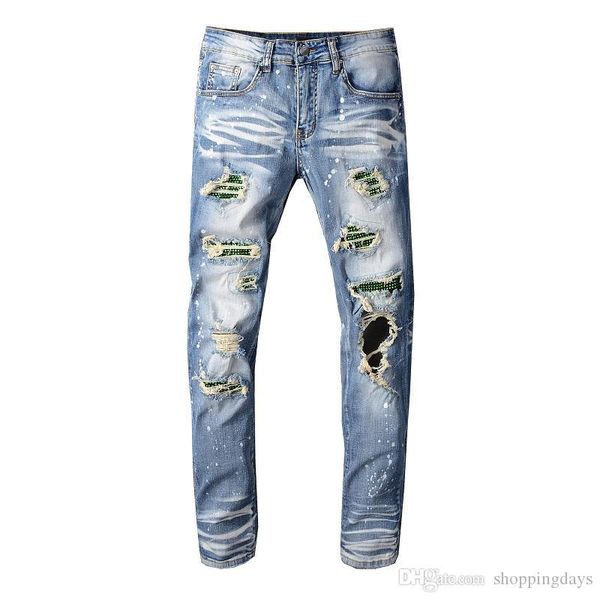 mens designer jeans ripped distressed slim fit motorcycle biker denim for men leopard patches hip hop jeans green rivet, Blue
mens designer jeans ripped distressed slim fit motorcycle biker denim for men leopard patches hip hop jeans green rivet, Blue
