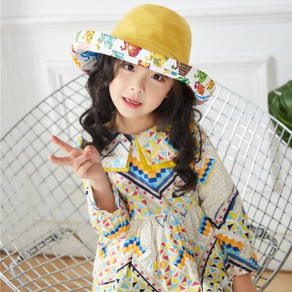 children spring and summer hat cute double-sided bucket hat boy's girls fashion bucket new style e sun, Yellow
children spring and summer hat cute double-sided bucket hat boy's girls fashion bucket new style e sun, Yellow
