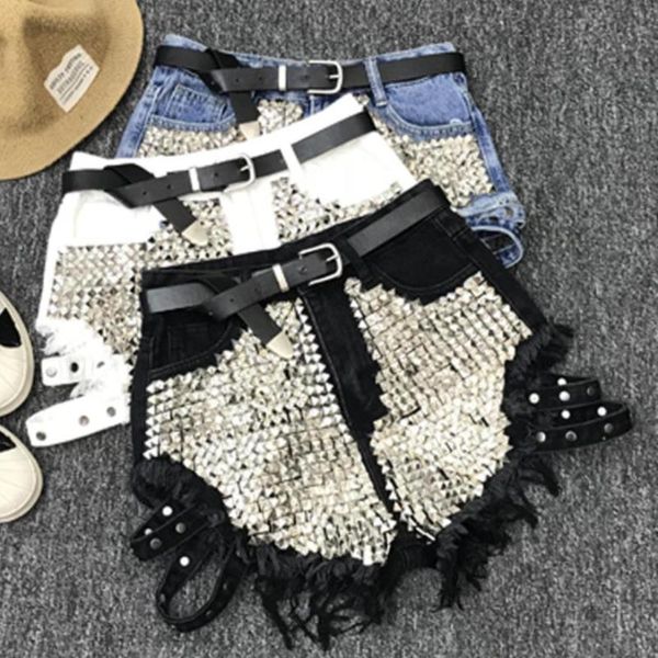 deat 2020 summer rivet sequins denim shorts women high waist loose tassel jeans mf787, White;black
deat 2020 summer rivet sequins denim shorts women high waist loose tassel jeans mf787, White;black
