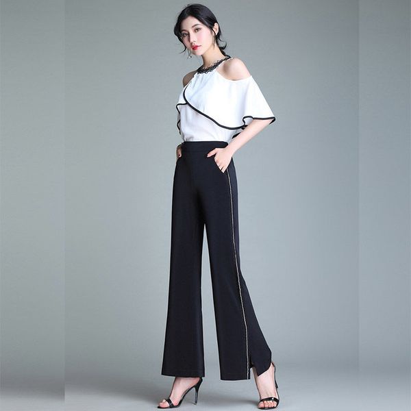 2020 new summer korean loose straight wide leg women pants office ladies high waist female side split thin casual trousers l45, Black;white
2020 new summer korean loose straight wide leg women pants office ladies high waist female side split thin casual trousers l45, Black;white