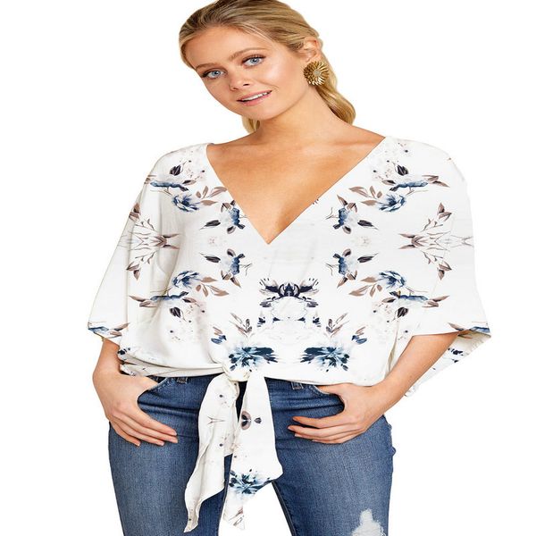 short-sleeved blouse yellow bat sleeve shirts wrap front blouse women short-sleeved blouse designer spring bgema, White
short-sleeved blouse yellow bat sleeve shirts wrap front blouse women short-sleeved blouse designer spring bgema, White