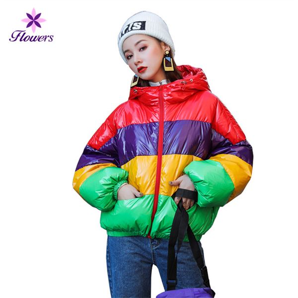 new winter down jacket coat women korean fashion hooded plus size glossy coat rainbow hit color loose short down coats lry274, Black
new winter down jacket coat women korean fashion hooded plus size glossy coat rainbow hit color loose short down coats lry274, Black