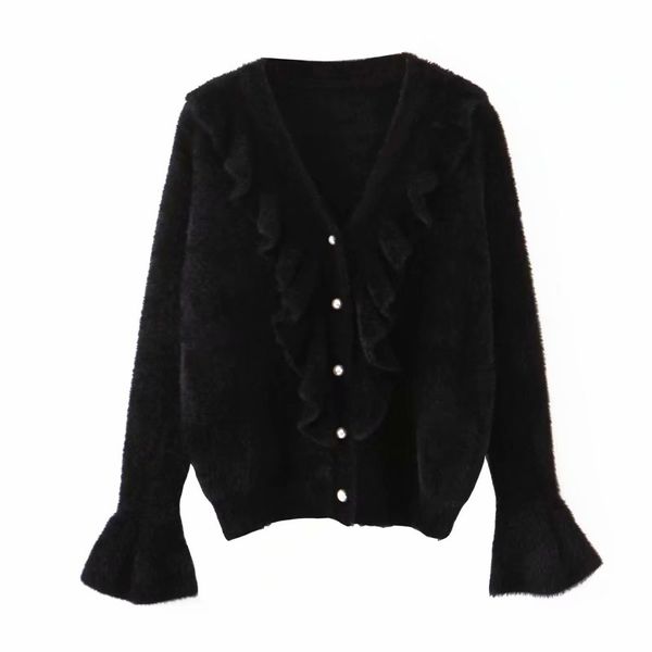 casual black woman water velvet sweater 2019 spring-autumn new fashion v-neck solid ladies cardigan sweet flare sleeve sweater, White
casual black woman water velvet sweater 2019 spring-autumn new fashion v-neck solid ladies cardigan sweet flare sleeve sweater, White