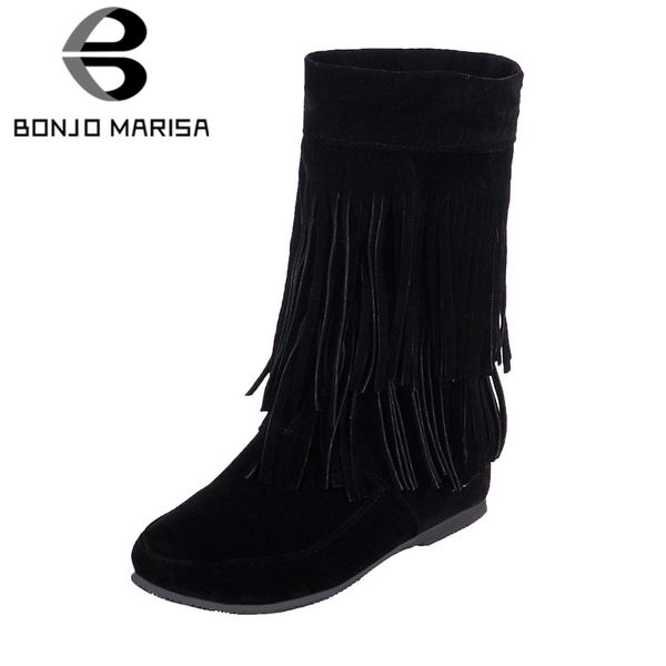 bonjomarisa 2019 autumn winter plus size 32-45 finge women mid-calf boots casual slip-on add fur boots shoes woman, Black
bonjomarisa 2019 autumn winter plus size 32-45 finge women mid-calf boots casual slip-on add fur boots shoes woman, Black
