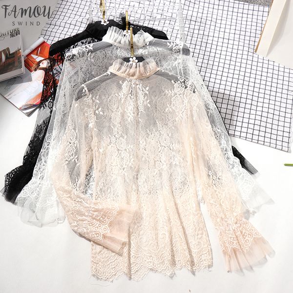 white lace blouses women black tulle elegant fashion stand collar ruffles bottoming see through transparent embroidered floral top
white lace blouses women black tulle elegant fashion stand collar ruffles bottoming see through transparent embroidered floral top