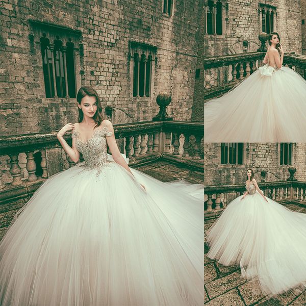 bohemian corona borealis ball gown wedding dresses short sleeve tulle lace pearls crystal wedding gowns sweep train robe de mariée, White
bohemian corona borealis ball gown wedding dresses short sleeve tulle lace pearls crystal wedding gowns sweep train robe de mariée, White