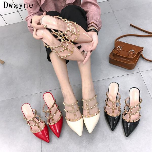 women's slippers 2019 women's spring new pointed rivets hollow slim rear air high heel sandals, Black
women's slippers 2019 women's spring new pointed rivets hollow slim rear air high heel sandals, Black