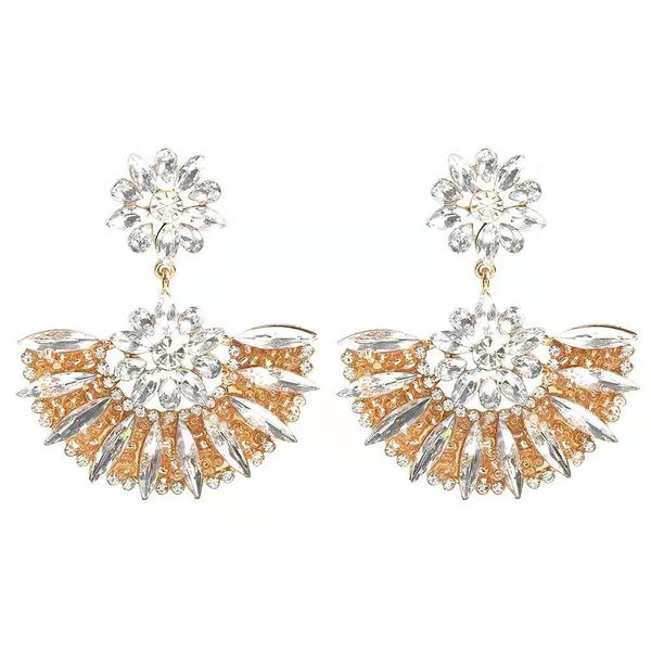 wholesal fan dangle earrings for women luxury designer colorful bling diamond flower earring vintage bohemian bead flowers jewelry love gift, Silver 
wholesal fan dangle earrings for women luxury designer colorful bling diamond flower earring vintage bohemian bead flowers jewelry love gift, Silver