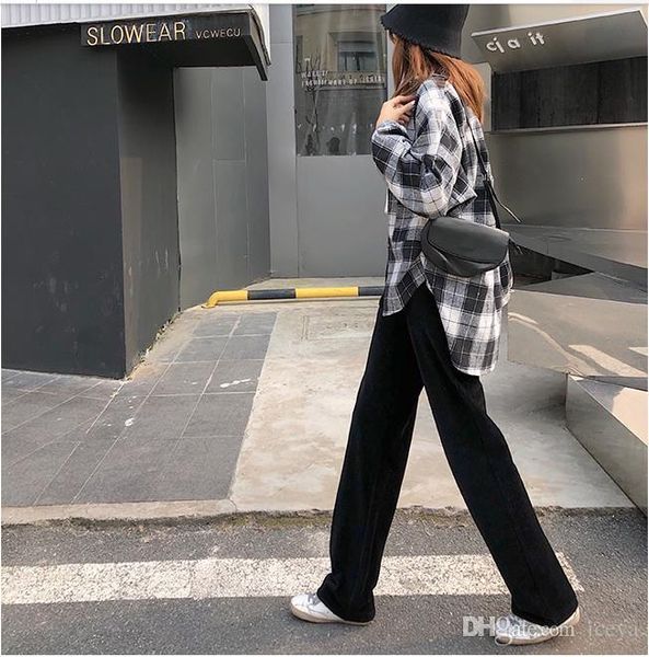 corduroy wide-legged pants female qiu tall waist drape falling loose black corduroy straight thin trousers of joker mop the floor, Black;white
corduroy wide-legged pants female qiu tall waist drape falling loose black corduroy straight thin trousers of joker mop the floor, Black;white