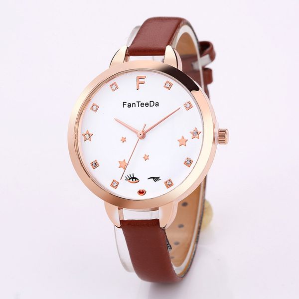 genboli lady pattern quartz watch red lip wink star pu leather band round dial wrist watch women chronograph fashion gift, Slivery;brown
genboli lady pattern quartz watch red lip wink star pu leather band round dial wrist watch women chronograph fashion gift, Slivery;brown