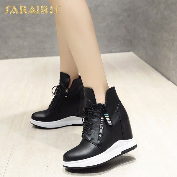 sarairis genuine cow leather wedge heels ankle boots woman shoes lace up add fur sneaker boot female shoes woman, Black
sarairis genuine cow leather wedge heels ankle boots woman shoes lace up add fur sneaker boot female shoes woman, Black