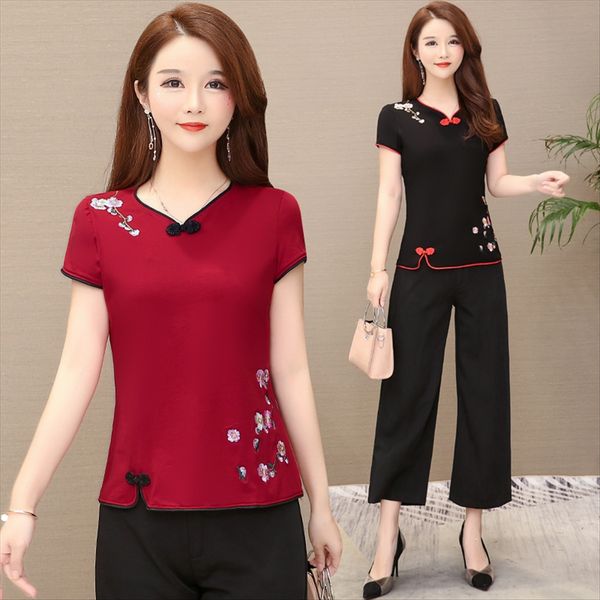 chinese embroidered dress style embroidery slim t-shirt female 2019 summer dress national style short sleeve buckle top, White
chinese embroidered dress style embroidery slim t-shirt female 2019 summer dress national style short sleeve buckle top, White