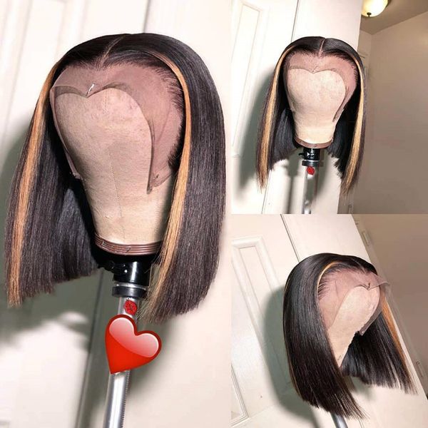 short bob ombre blonde highlight color lace front human hair wig baby hair remy brazilian full lace wig natural hairline black women, Black;brown
short bob ombre blonde highlight color lace front human hair wig baby hair remy brazilian full lace wig natural hairline black women, Black;brown