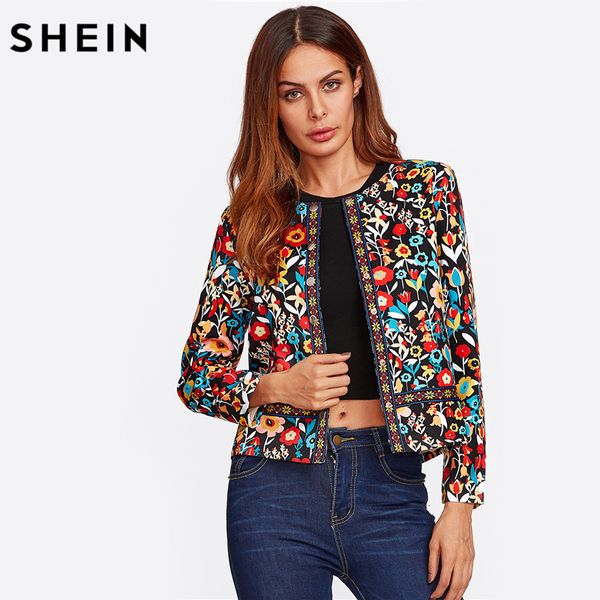 press button placket botanical jacket autumn jacket for women multicolor collarless single breasted elegant, Black;brown
press button placket botanical jacket autumn jacket for women multicolor collarless single breasted elegant, Black;brown