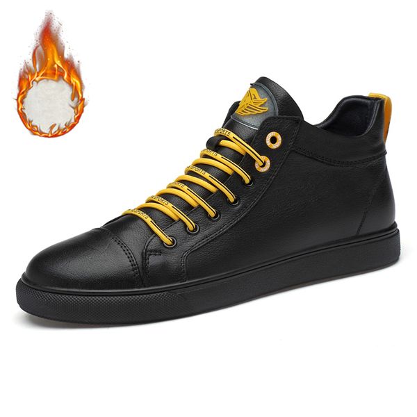 чистка мужской моды высокого top из натуральной кожи черных плоских кроссовок zapatos de hombre осень зима casual человек тапок 2019, Black
чистка мужской моды высокого top из натуральной кожи черных плоских кроссовок zapatos de hombre осень зима casual человек тапок 2019, Black