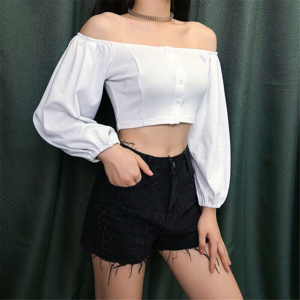 frisk white slash neck buttoned knitted crop women off shoulder strapless long puff sleeve modern ladies t shirt
frisk white slash neck buttoned knitted crop women off shoulder strapless long puff sleeve modern ladies t shirt
