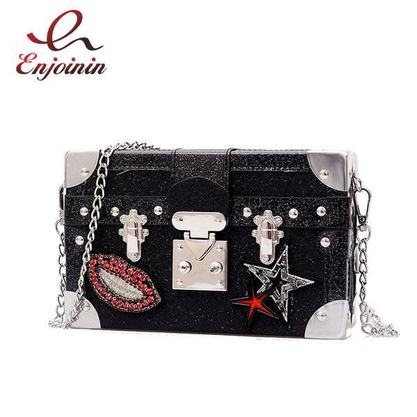 black & silver box style star red lips badge pu leather ladies perty clutch bag shoulder bags mini messenger bag women's flap
black & silver box style star red lips badge pu leather ladies perty clutch bag shoulder bags mini messenger bag women's flap