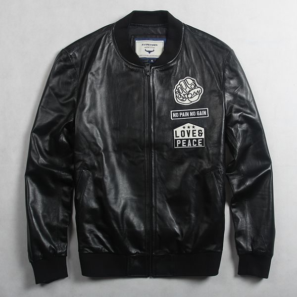 fashion avirexmen men's genuine with pattern black leather bomber men casual baseball jacket youth
fashion avirexmen men's genuine with pattern black leather bomber men casual baseball jacket youth