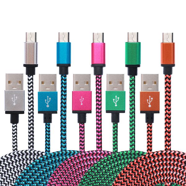 

100cm/200cm/300cm snake weave braided android data line micro usb aluminum alloy nylon charger cables for android samsung huawei