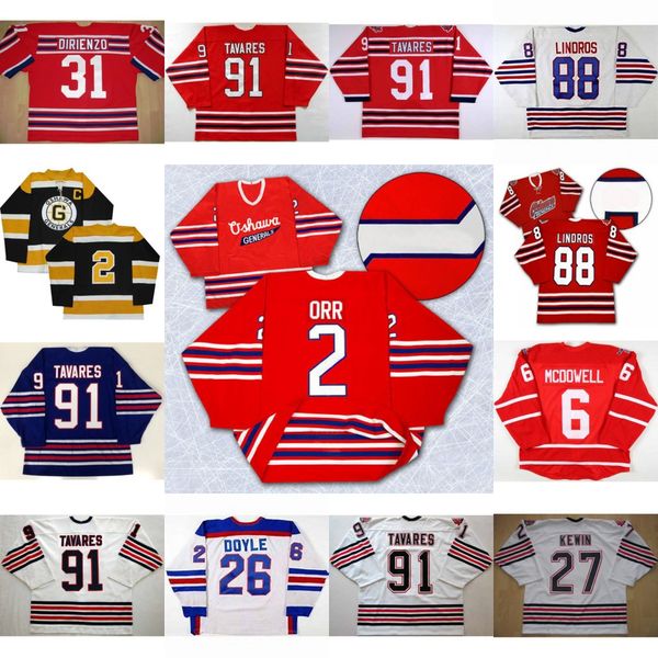Oshawa Generals Jersey 91 John Tavares 27 Kewin 2 Bobby Orr 31 Dirienzo 26 Shane Doyle 6 Jimmy McDowell 88 Eric Lindros Hockey Jersey
Oshawa Generals Jersey 91 John Tavares 27 Kewin 2 Bobby Orr 31 Dirienzo 26 Shane Doyle 6 Jimmy McDowell 88 Eric Lindros Hockey Jersey