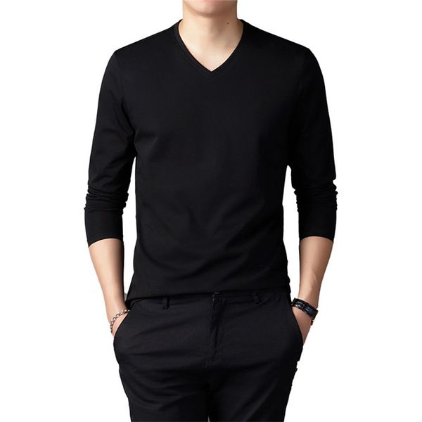 v neck men t-shirts long sleeve cotton stand collar mens tshirts solid color slim men designer plus size, White;black
v neck men t-shirts long sleeve cotton stand collar mens tshirts solid color slim men designer plus size, White;black