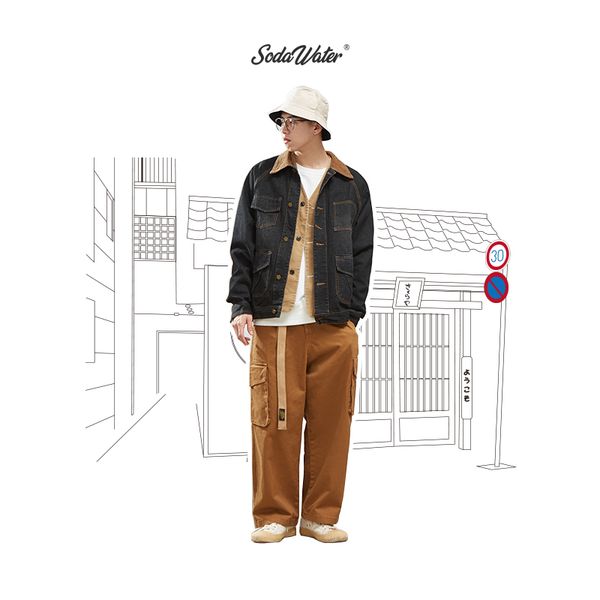 sodawater autumn winter vintage wash jean jacket casual multi-pocket jean jacket neckline stitching japanese coat 94437ws, Black;brown
sodawater autumn winter vintage wash jean jacket casual multi-pocket jean jacket neckline stitching japanese coat 94437ws, Black;brown