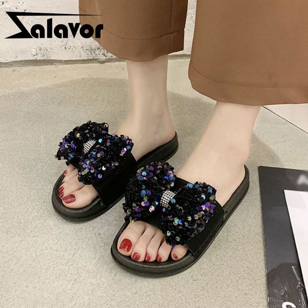slippers zalavor summer sandals shoes bling bowknot women fashion open toe flat heels low platform footwear size 35-40, Black
slippers zalavor summer sandals shoes bling bowknot women fashion open toe flat heels low platform footwear size 35-40, Black