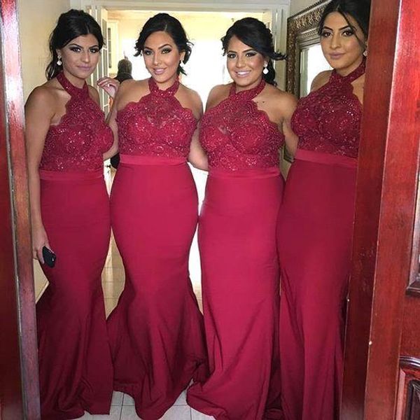 New dark red halter mermaid long bride maid dre e lace floor length party prom dre e wedding gue t gown cu tom made ba4303
New dark red halter mermaid long bride maid dre e lace floor length party prom dre e wedding gue t gown cu tom made ba4303