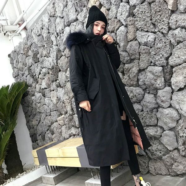 large real raccoon fur collar 2019 women winter down jacket coat hooded long overcoat female thicken warm white duck down parkas, Black
large real raccoon fur collar 2019 women winter down jacket coat hooded long overcoat female thicken warm white duck down parkas, Black