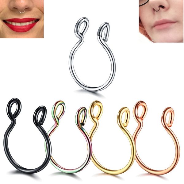 h:hyde 1pc steel dainty faux nose rings fake septum rings hoop nostril piercing fake clip on nose piercings jewelry dy, Slivery;golden
h:hyde 1pc steel dainty faux nose rings fake septum rings hoop nostril piercing fake clip on nose piercings jewelry dy, Slivery;golden