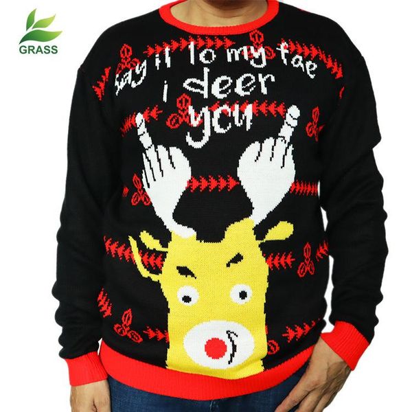 ugly christmas mens sweaters autumn winter xmas holiday red deer santa claus sweater, White;black
ugly christmas mens sweaters autumn winter xmas holiday red deer santa claus sweater, White;black