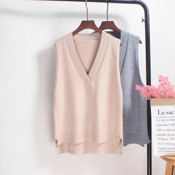 casual plus size v-neck knitted vest women 2019 autumn korean loose sleeveless sweater vest winter warm waistcoat veste femme, Black;white
casual plus size v-neck knitted vest women 2019 autumn korean loose sleeveless sweater vest winter warm waistcoat veste femme, Black;white