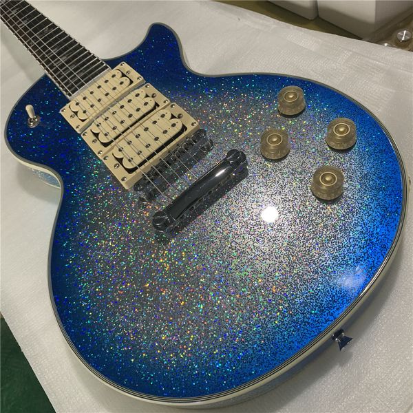 custom electric guitar blue circle silver color three pickups mahogany body guitarar
custom electric guitar blue circle silver color three pickups mahogany body guitarar