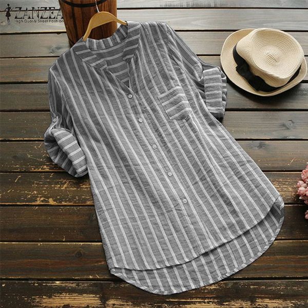 zanzea plus size women blouse 2019 summer womens striped casual work shirts ladies elegant blusas v neck blusa feminina 5xl, White
zanzea plus size women blouse 2019 summer womens striped casual work shirts ladies elegant blusas v neck blusa feminina 5xl, White