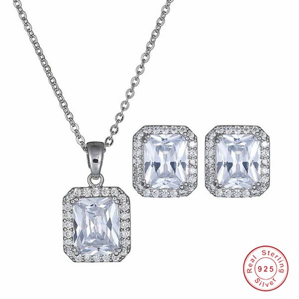 classical jewelry set sterling sier princess cut z statement cz diamond gemstones party women wedding bridal earring necklace gift, Silver
classical jewelry set sterling sier princess cut z statement cz diamond gemstones party women wedding bridal earring necklace gift, Silver