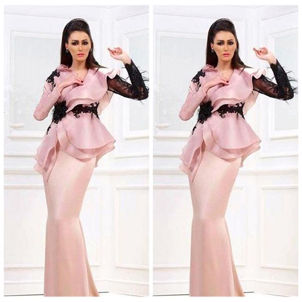 2019 v-neck long sleeves lace appliques prom dresses formal feather long special occasion party gowns sweep train vestidos de soiree cheap, Black
2019 v-neck long sleeves lace appliques prom dresses formal feather long special occasion party gowns sweep train vestidos de soiree cheap, Black