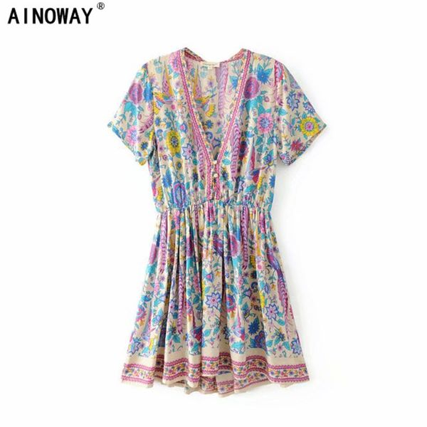 vintage chic women peacock floral print deep v-neck bohemian mini dress ladies short sleeve boho happie dresses vestidos, Black;gray 
vintage chic women peacock floral print deep v-neck bohemian mini dress ladies short sleeve boho happie dresses vestidos, Black;gray