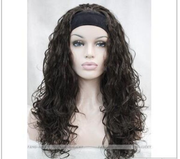 scy heat resistant party hair>>>>>dark brown long curly wave women daily 3/4 half wig with headband, Black;brown
scy heat resistant party hair>>>>>dark brown long curly wave women daily 3/4 half wig with headband, Black;brown