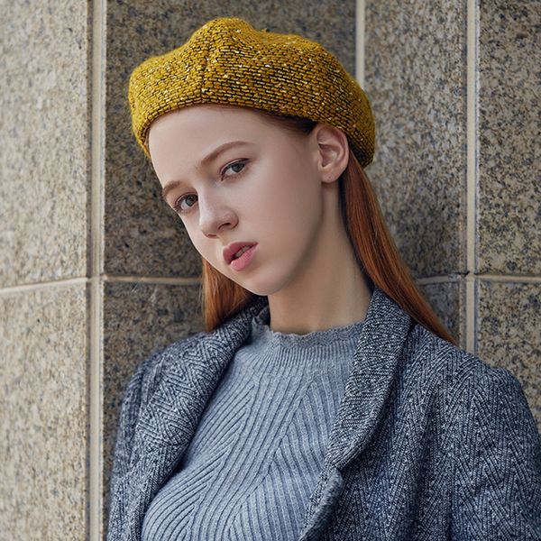 women thick warmer beret casual vintage pom hats female wool british style beret caps, Blue;gray
women thick warmer beret casual vintage pom hats female wool british style beret caps, Blue;gray