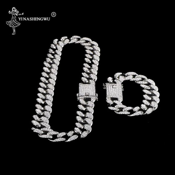 iced out paved rhinestones 13mm 1set gold silver full miami curb cuban chain cz bling rapper necklaces for men hip hop jewelry
iced out paved rhinestones 13mm 1set gold silver full miami curb cuban chain cz bling rapper necklaces for men hip hop jewelry