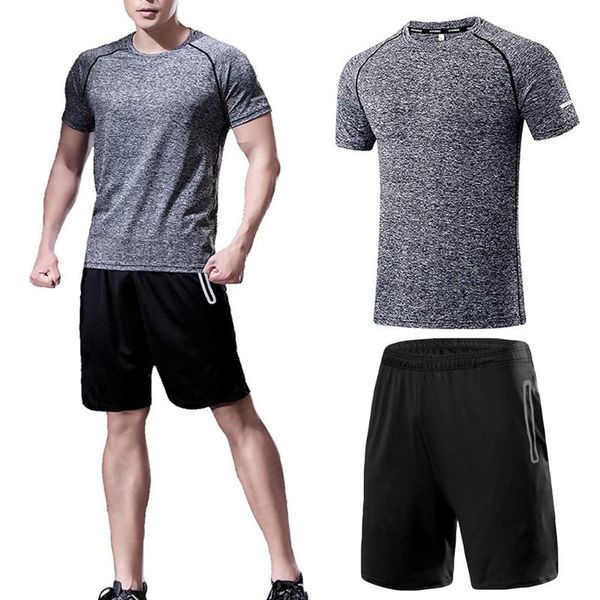 workout clothes for men jogging summer leisure short sleeve t shirt+shorts men sportswear quik dry gym clothing set, White;black
workout clothes for men jogging summer leisure short sleeve t shirt+shorts men sportswear quik dry gym clothing set, White;black