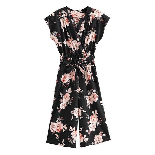 q906 european design black color floral print v neck jumpsuit ladies chic summer jumpsuits women overalls bodysuit, Black;white
q906 european design black color floral print v neck jumpsuit ladies chic summer jumpsuits women overalls bodysuit, Black;white