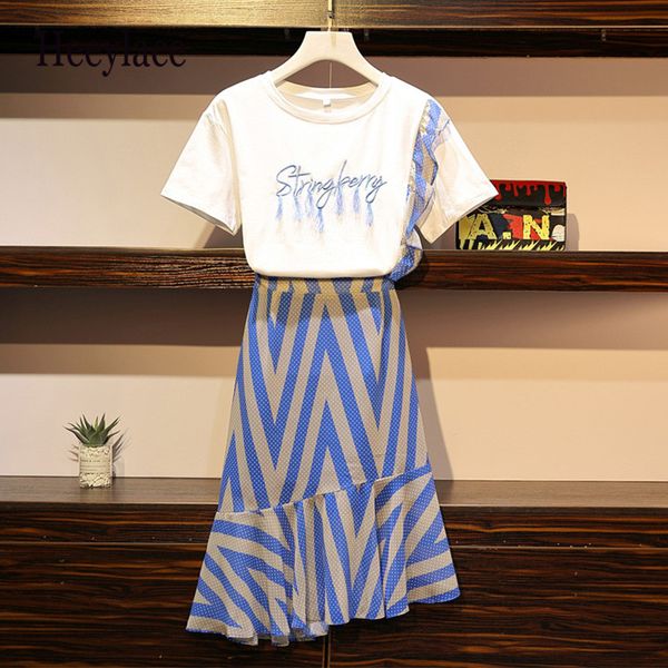 plus size 2020 summer women two piece set casual o-neck t-shirt + irregular skirt set stripe fashion korean 2 piece, White
plus size 2020 summer women two piece set casual o-neck t-shirt + irregular skirt set stripe fashion korean 2 piece, White