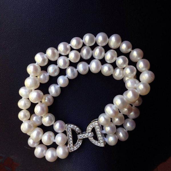 genuine cultured freshwater pearl bracelet 7-8mm pearl 3 row wedding bracelet c19021501, Black
genuine cultured freshwater pearl bracelet 7-8mm pearl 3 row wedding bracelet c19021501, Black