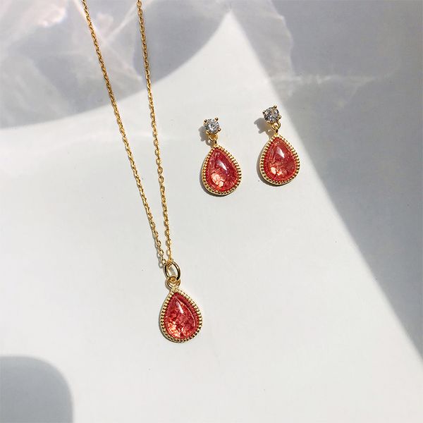 red stone drop shape earring necklace set 925 sterling silver dangle earring gold chain women accessories wedding jewelry
red stone drop shape earring necklace set 925 sterling silver dangle earring gold chain women accessories wedding jewelry